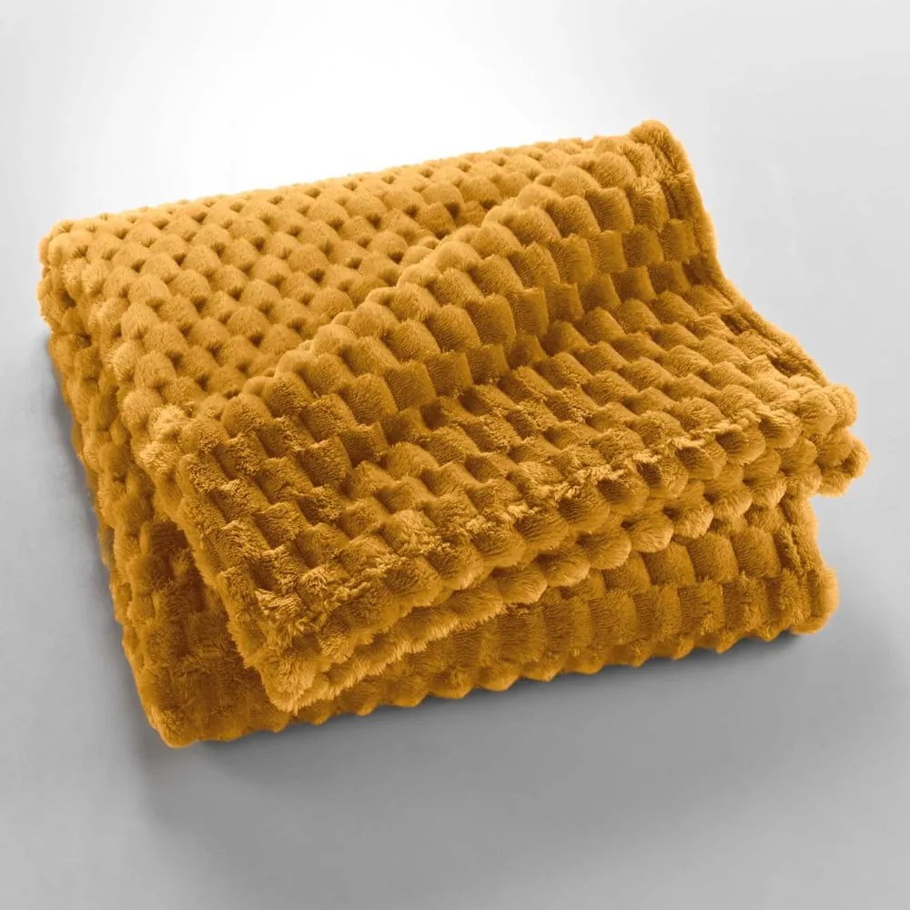 Coperta giallo ocra in microflanella 125x150 cm Mini Frosty – douceur d'intérieur
