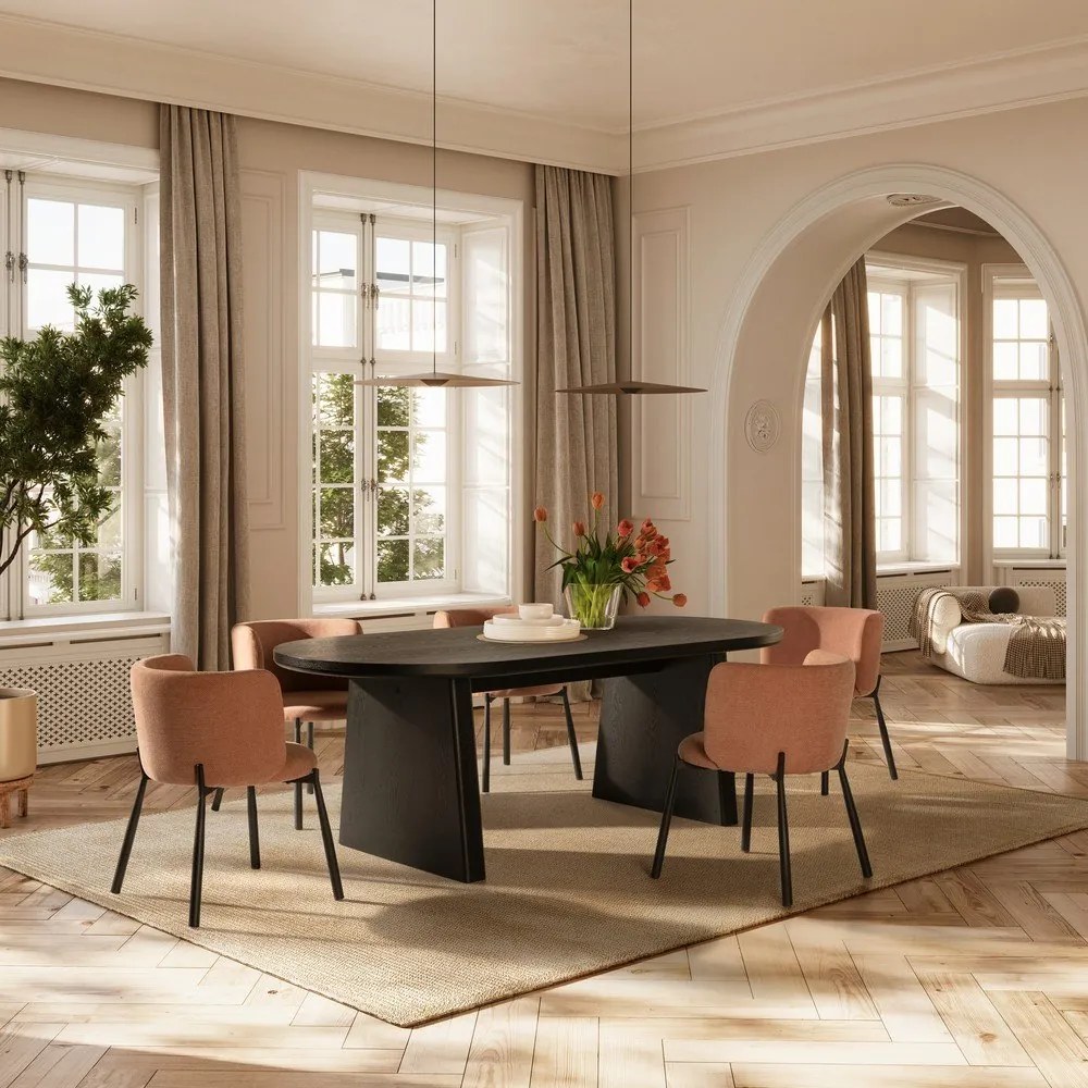 Set di sedie da pranzo color pesca in imbottito 2 pz Ginny – MOME