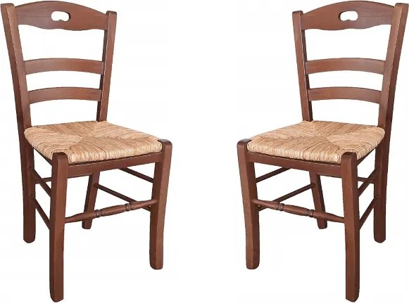 Sedia da cucina con seduta paglia LOIRE Noce SET 2 PZ