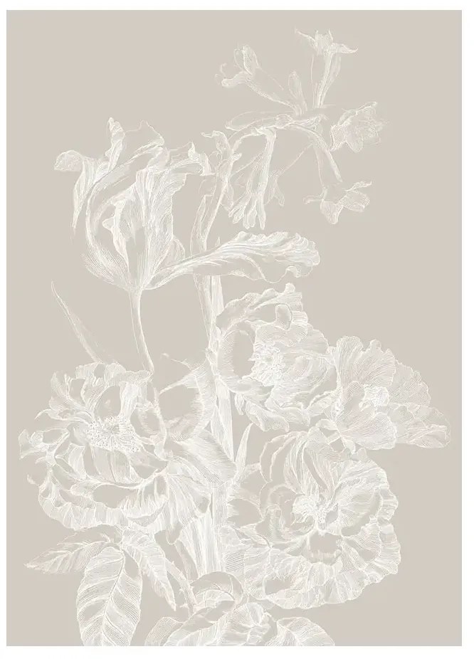 KEK Amsterdam Carta da parati panoramica Engraved Flowers Grey 1 - M - 2m
