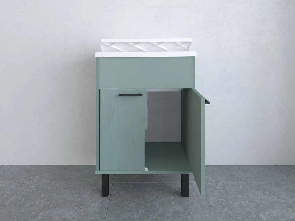Mobile Lavatoio Smeraldo 60x50x85 cm con Vasca in PP Struttura in PVC Verde Scuro...