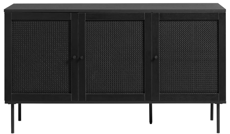 Cassettiera bassa nera in rovere 140x80 cm Pensacola - Unique Furniture