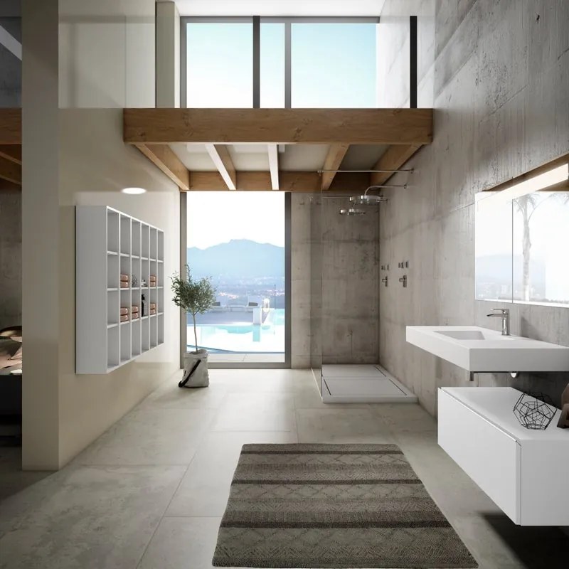 Mobile bagno con lavabo L 100 x H 34 x P 45 cm neve per vasca centrale Element