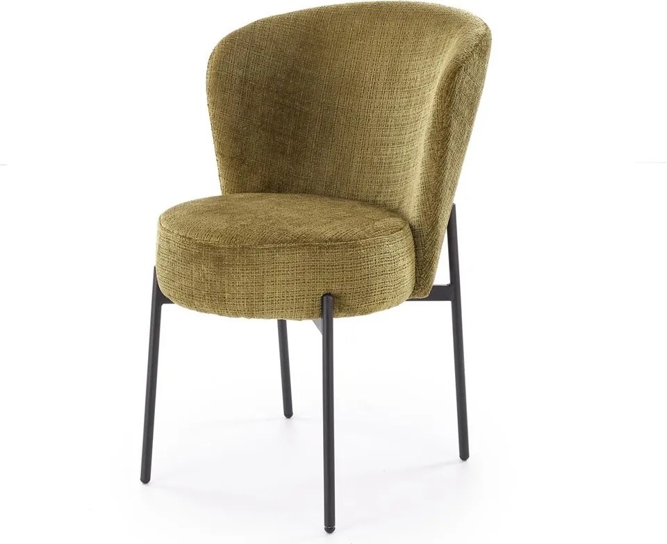 Sedia K590 in tessuto CREMONA color oliva con struttura nera – 55x66x80 cm