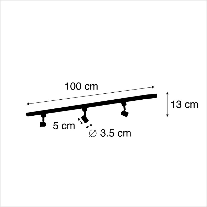 Sistema di illuminazione a binario moderno con 3 faretti nero 1 fase - Iconic Jeany