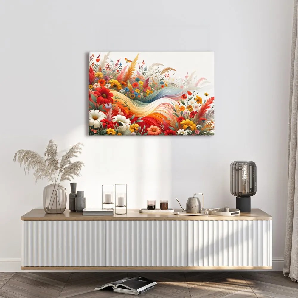 Quadro su tela – Prato colorato nel vento