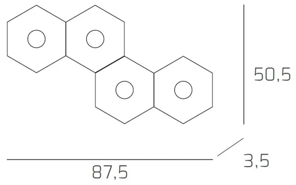 Plafoniera Moderna Hexagon Metallo Grigio Antracite 4 Luci Led 12X4W