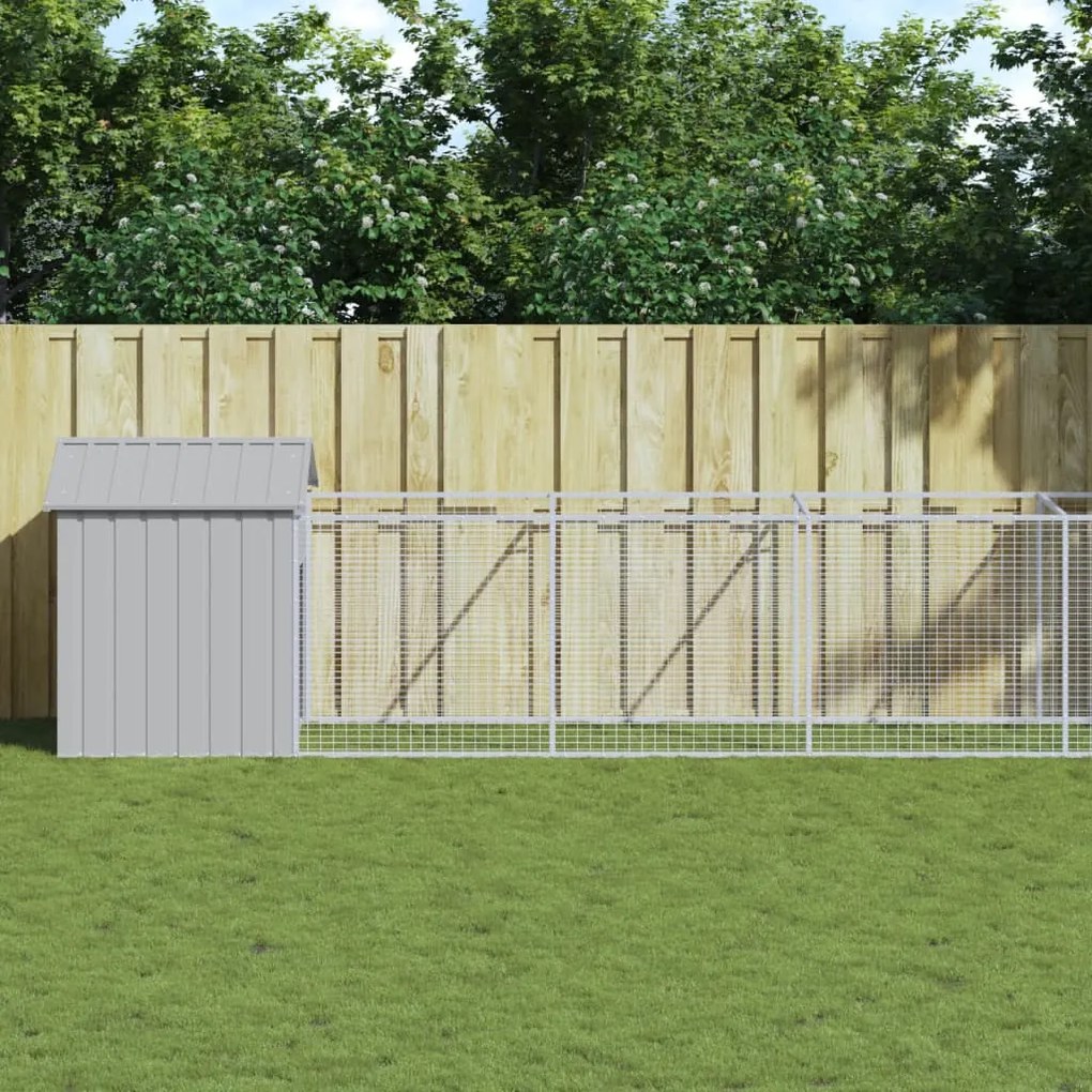 Casetta Cani Tetto Grigio Chiaro 117x813x123 Cm Acciaio Zincato /