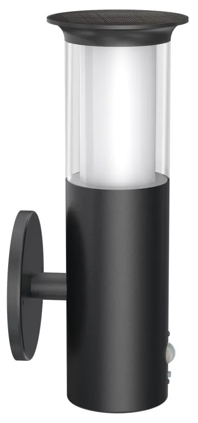 Applique Solare Nera in Acciaio, con Sensore di Movimento, IP54 Colore Bianco Naturale 4.000K