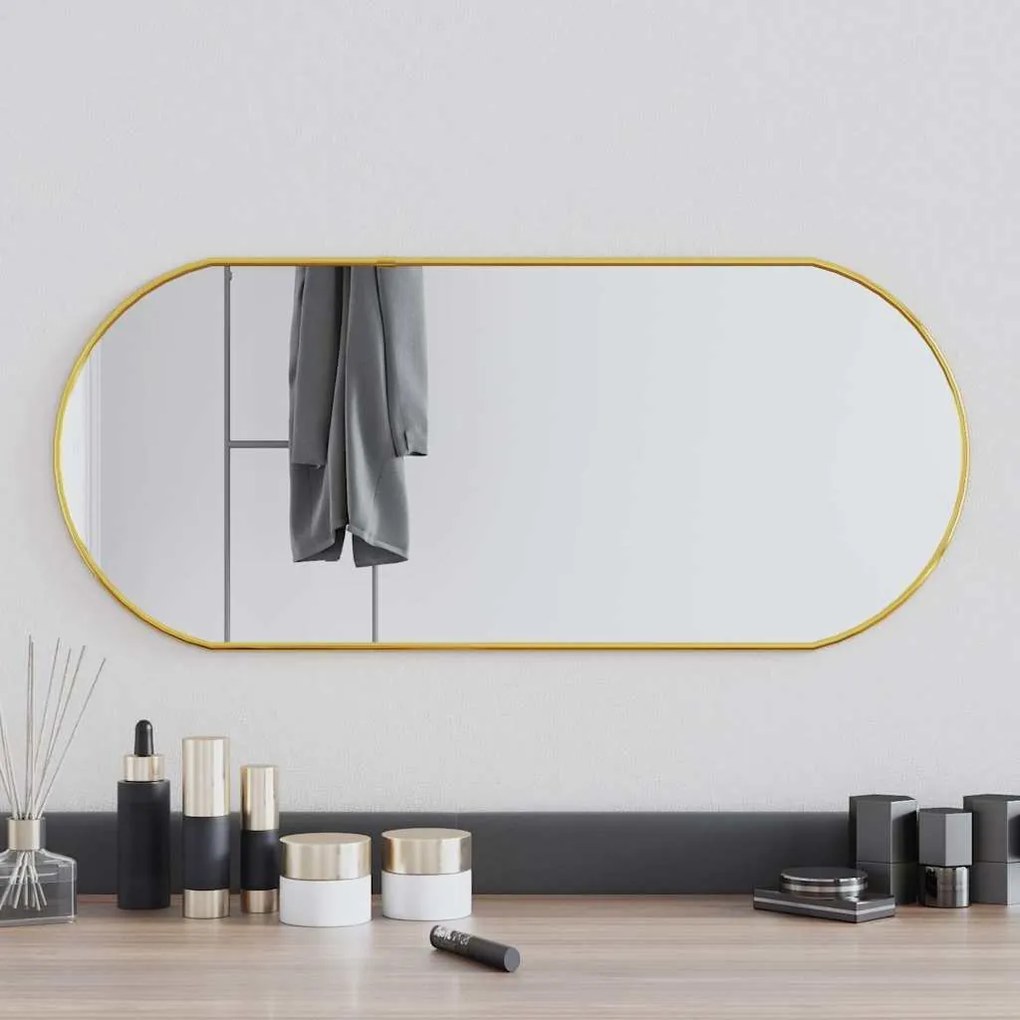 Specchio Da Parete Dorato 70x30 Cm Ovale /