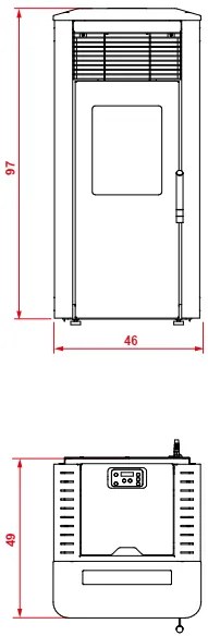 royal ilena e air 80 stufa a pellet ermetica ad aria 8,6kw serbatoio 17kg 46x49x97 cm in acciaio rosso bordeaux