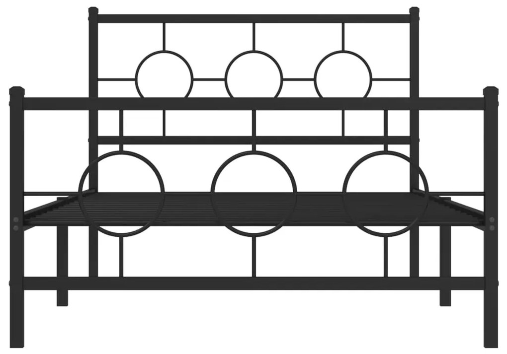 Giroletto con testiera e pediera metallo nero 107x203 cm