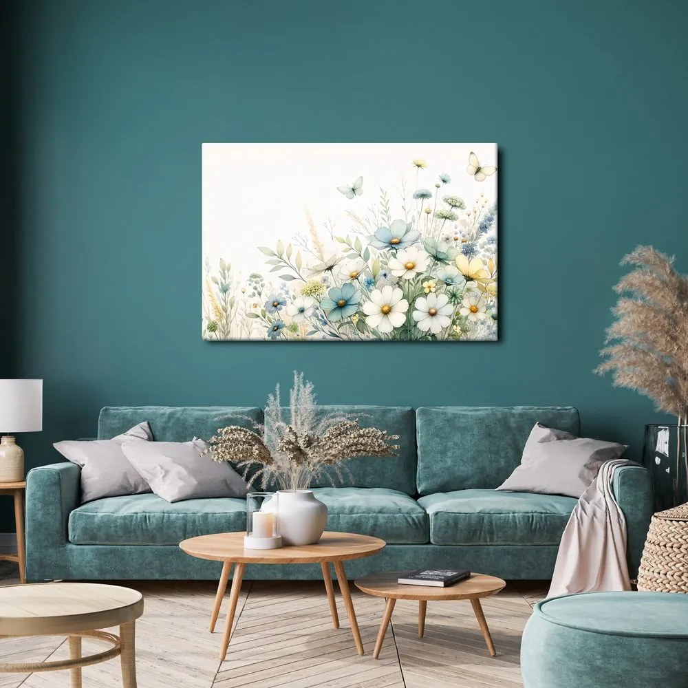 Quadro su tela – Fiori e farfalle estive