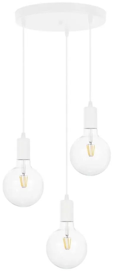 Lampadario a sospensione con filo MIROS 3xE27/60W/230V tondo bianco