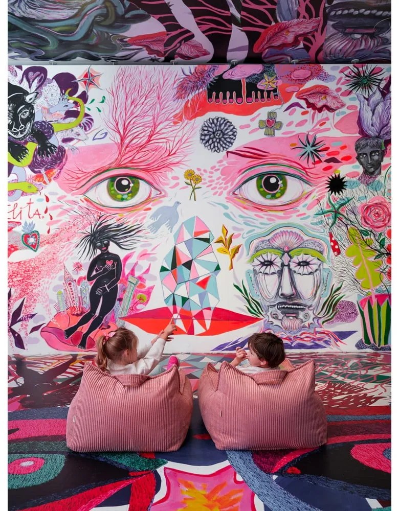 Pouf a sacco per bambini rosa con rivestimento in velluto a coste Chair – Wigiwama