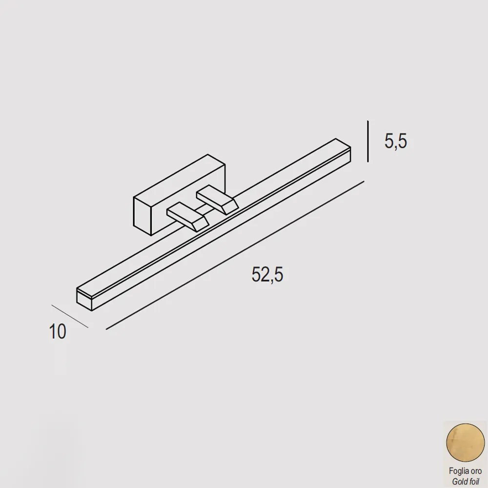 Applique Moderna Ruler Metallo Finitura Foglia Oro Led 18W