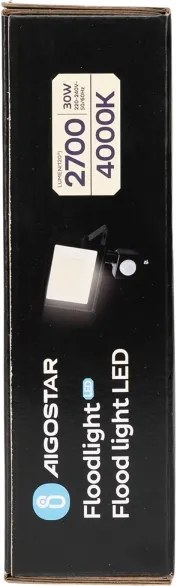 Aigostar - Proiettore LED con sensore, 30W, 230V, 4000K, IP65