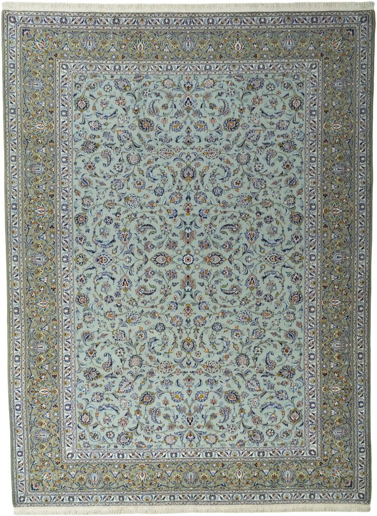 Kashan Tappeto 300 x 400 Blu (Iran) Annodato A Mano