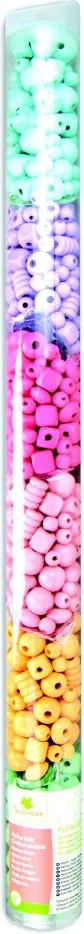 Perline di legno colori pastello in tubo, 300 pezzi