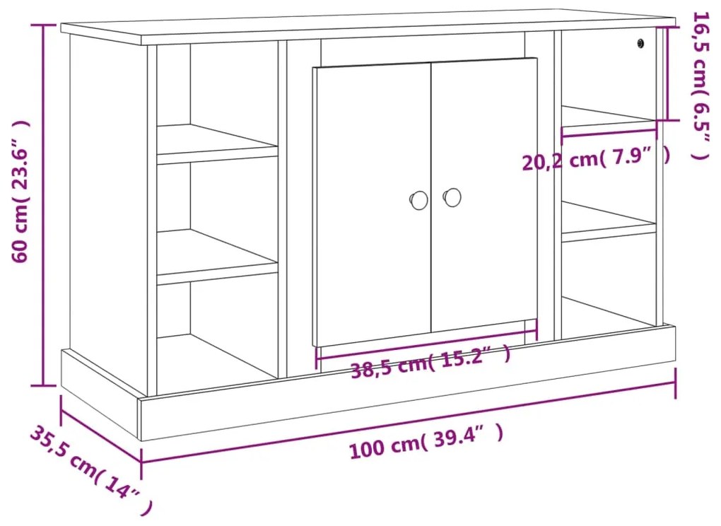 Credenza Bianca 100x35,5x60 cm in Legno Multistrato