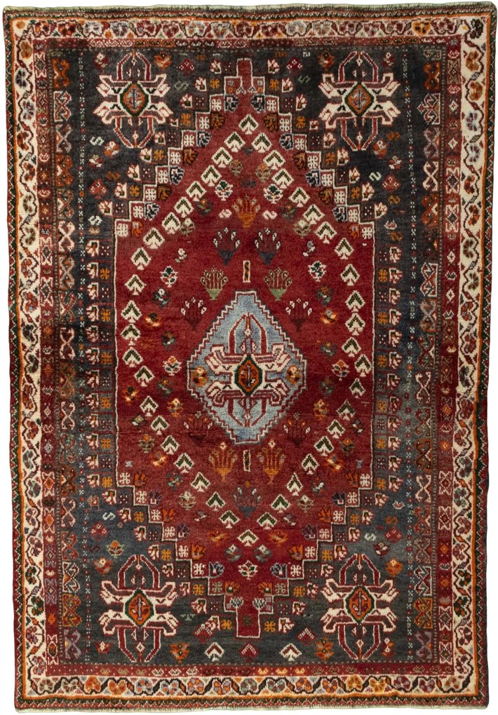 Shiraz Tappeto 120 x 170 Rosso (Iran) Annodato A Mano