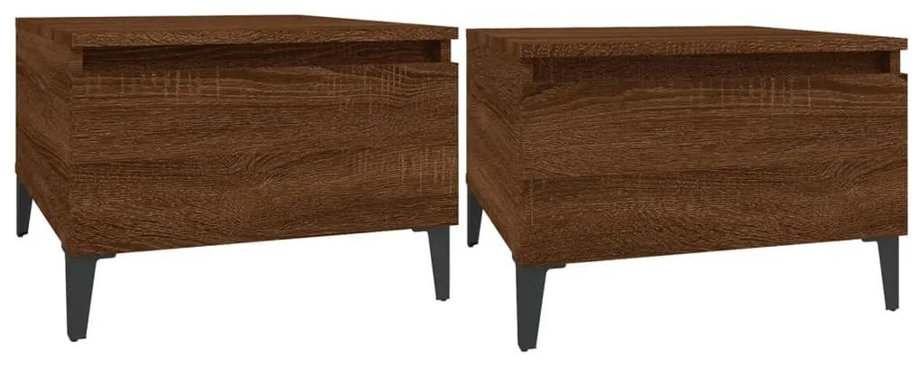 Tavolini 2pz rovere marrone 50x46x35cm in legno multistrato