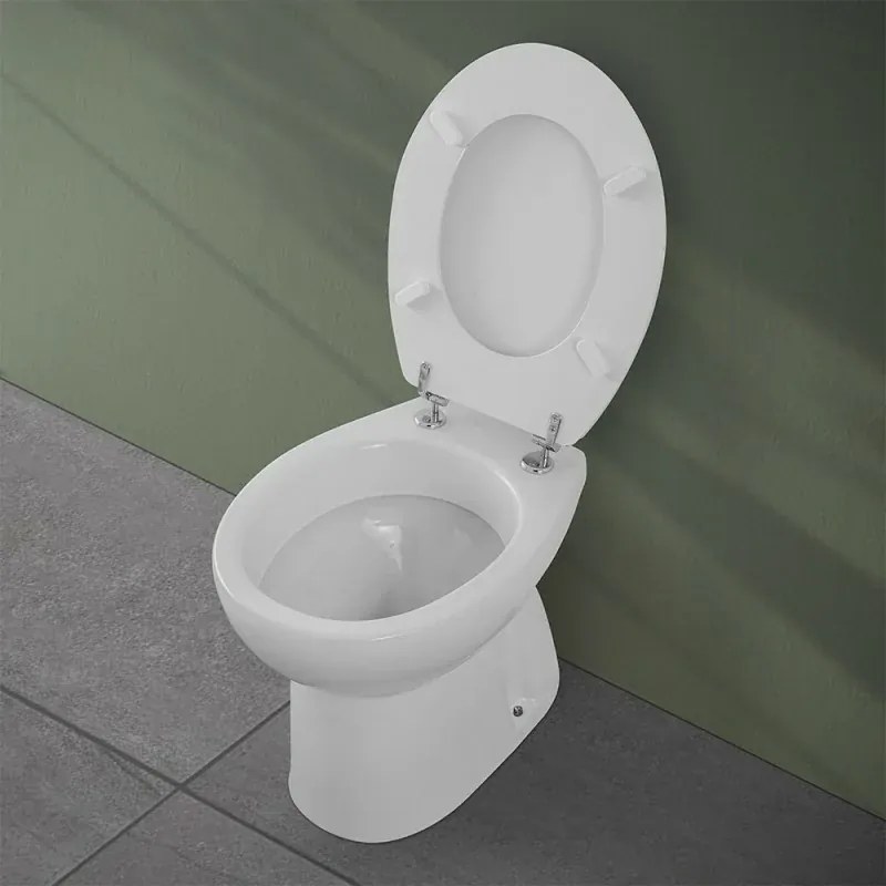 Set sanitari bagno in ceramica bianca lucida Flora completo di sedile wc