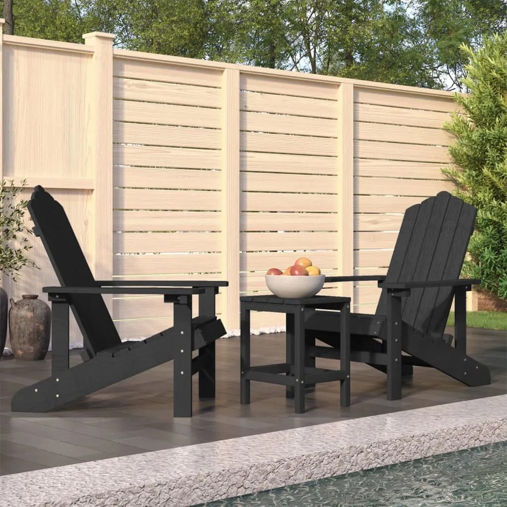 Sedie da giardino con tavolo adirondack in hdpe antracite