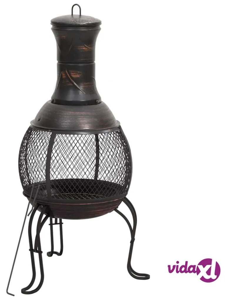 vidaXL Stufa da Giardino con Attizzatoio 39x39x90 cm in Acciaio