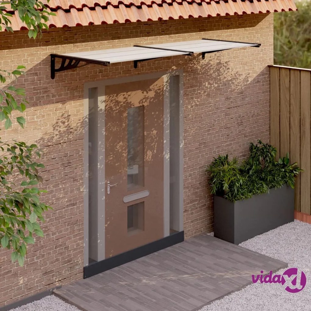 vidaXL Tettoia per Porta Nero e Trasparente 239x90 cm in Policarbonato