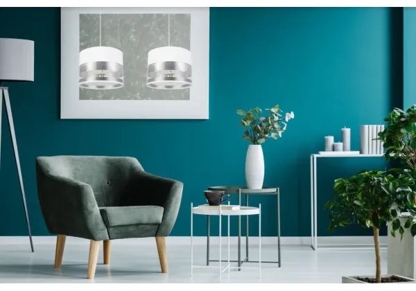 Lampadario su filo MILO 2xE27/60W/230V argento