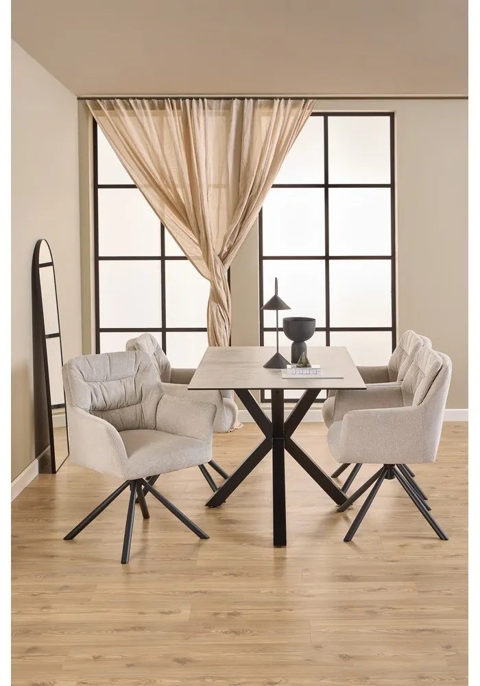 Sedia da pranzo beige in imbottito con braccioli Alonso – Actona