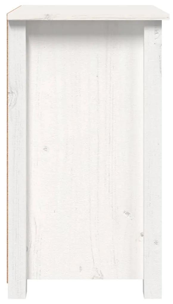 Comodino bianca 40x35x61,5 cm in legno massello di pino