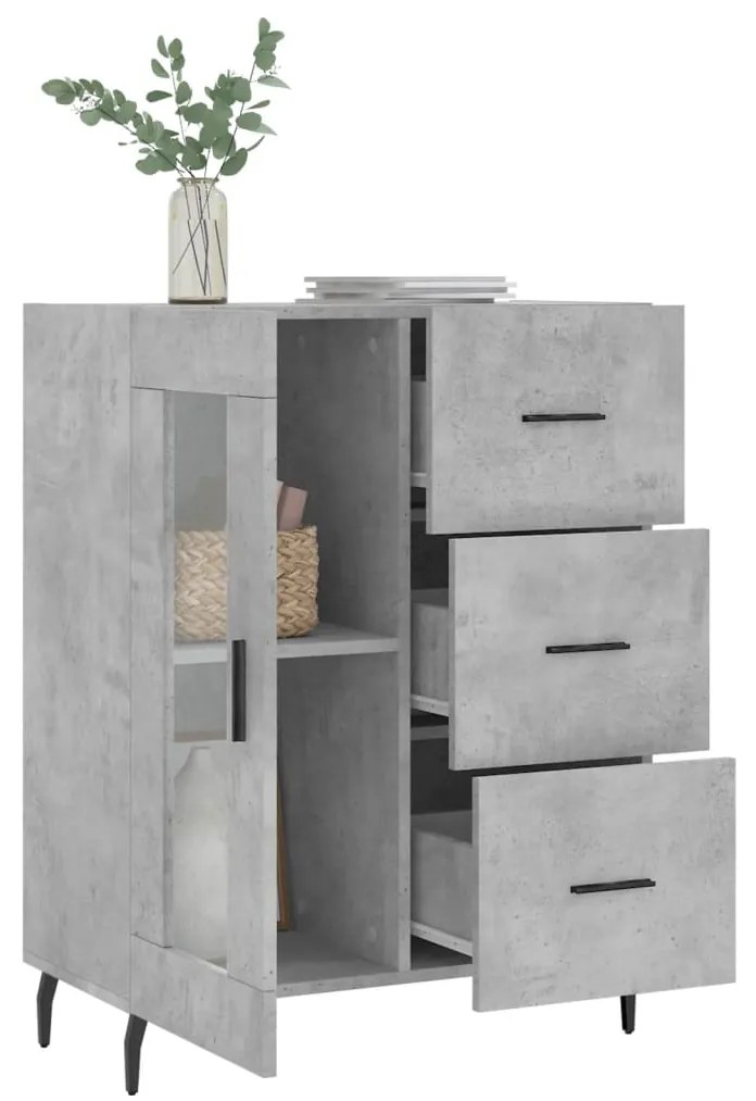 Credenza grigio cemento 69,5x34x90 cm in legno multistrato