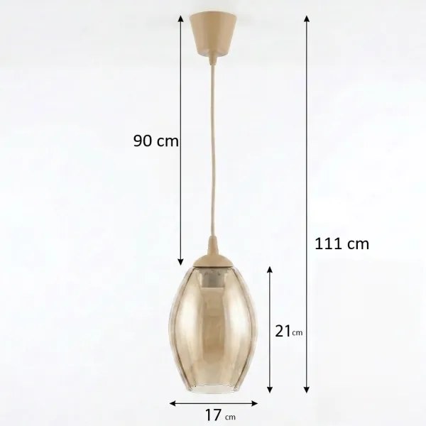 Brilagi - Lampada a sospensione LED su cavo R GLASS 1xE27/60W/230V Ø 17 cm beige/beige fumé