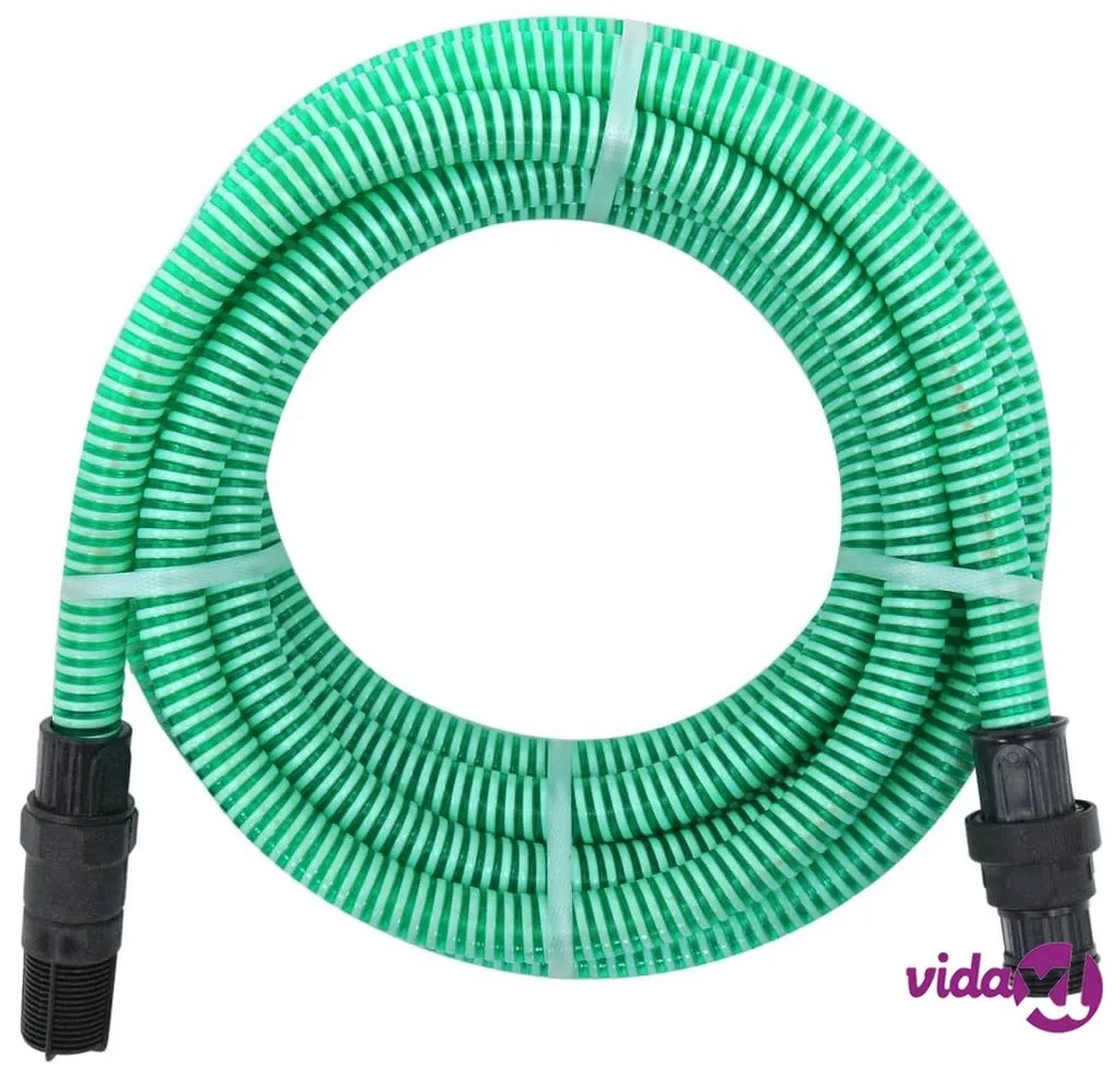 vidaXL Tubo di Aspirazione con Raccordi in Ottone Verde 1" 4 m in PVC