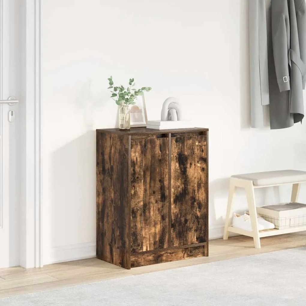 Scarpiera Rovere Fumo 57x34x76 Cm İn Legno Multistrato /