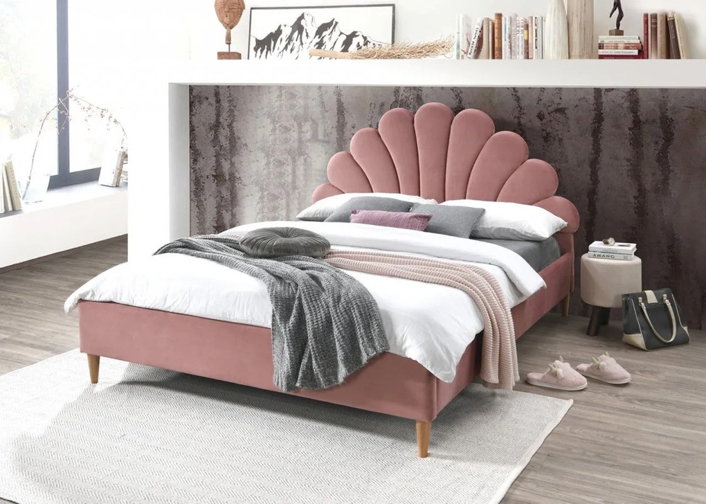 Letto Santana in velluto rosa - Blu52 160×200 cm