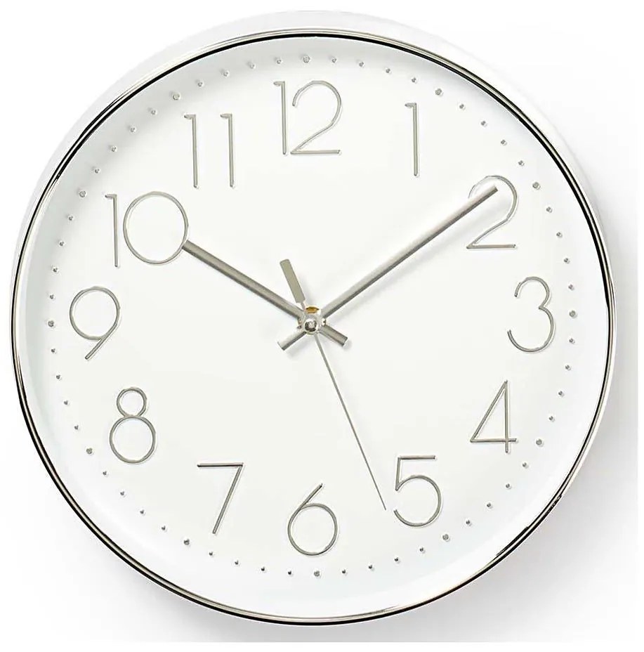 Nedis CLWA015PC30SR - Orologio da parete 1xAA bianco/argento