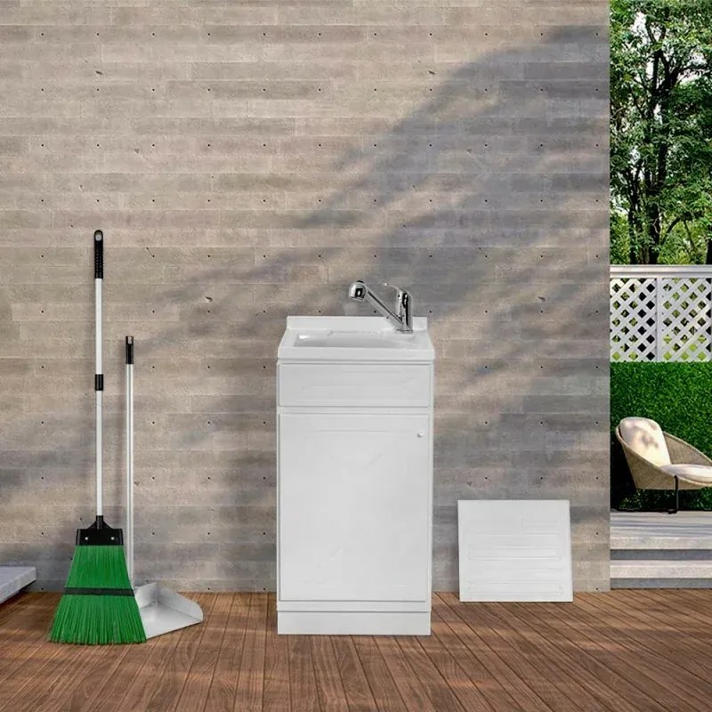 Mobile Lavatoio in Kit bianco 45x50 cm completo di asse lavapanni