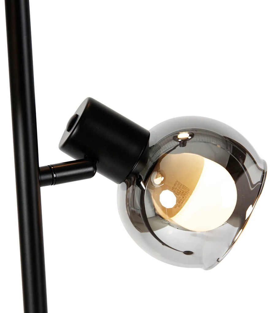 Lampada da terra intelligente nera con vetro fumé incl. 3 Wifi P45 - VIDRO