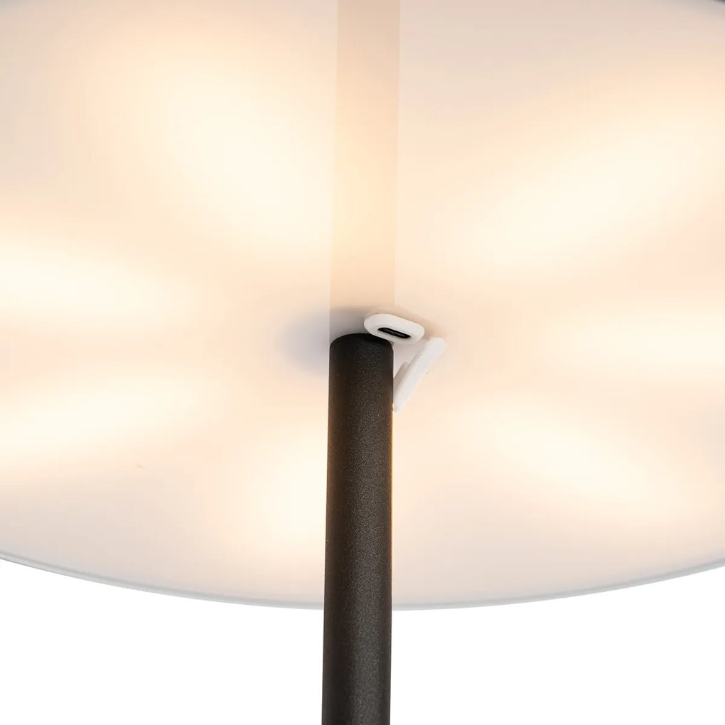Lampada da terra da esterno ricaricabile nera con dimmer a 3 livelli - Keira