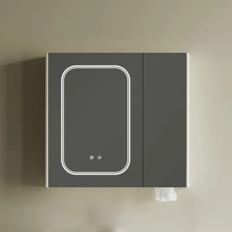 Kamalu - Mobile bagno 80 cm lavabo integrato e specchio contenitore | KAM-SM80
