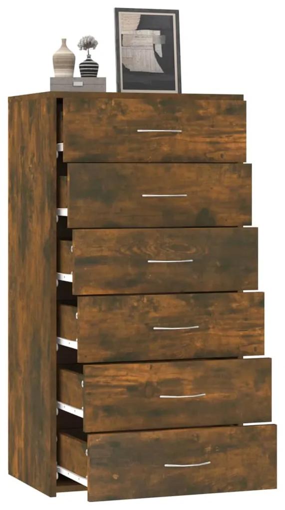 Credenza 6 cassetti rovere fumo 50x34x96cm in legno multistrato