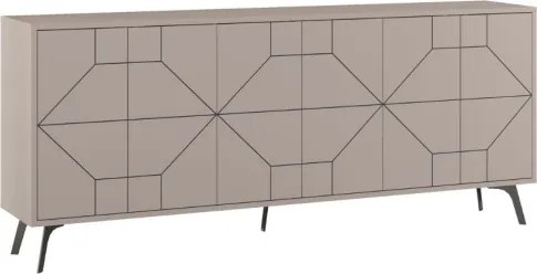 Madia Moderna 6 Ante 183 Cm Design Geometrico Piedi Metallici Dune Tortora