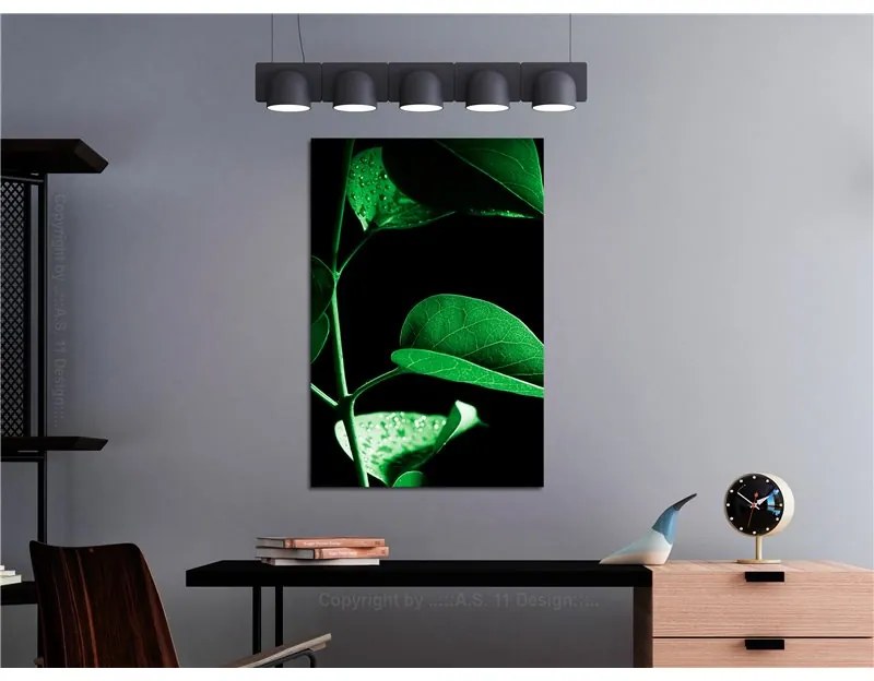 Quadro Plant in Black (1 Part) Vertical  Colore Verde, Dimensioni e Misure 80x120