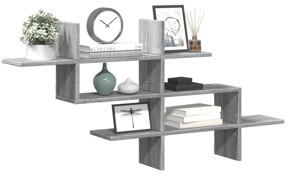 Mensola A Muro Grigio Sonoma 124,5x18x60,5 Cm İn Truciolato /