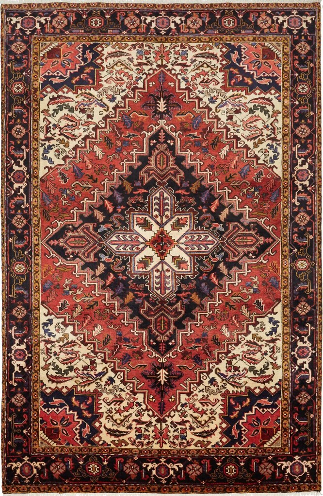 Heriz Tappeto 190x300 Rosso (Iran) Annodato A Mano