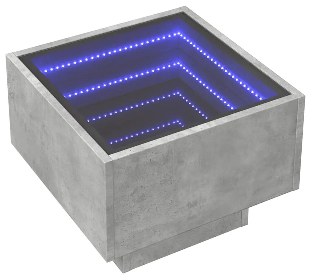 Comodino con led infinity grigio cemento 40x40x30 cm