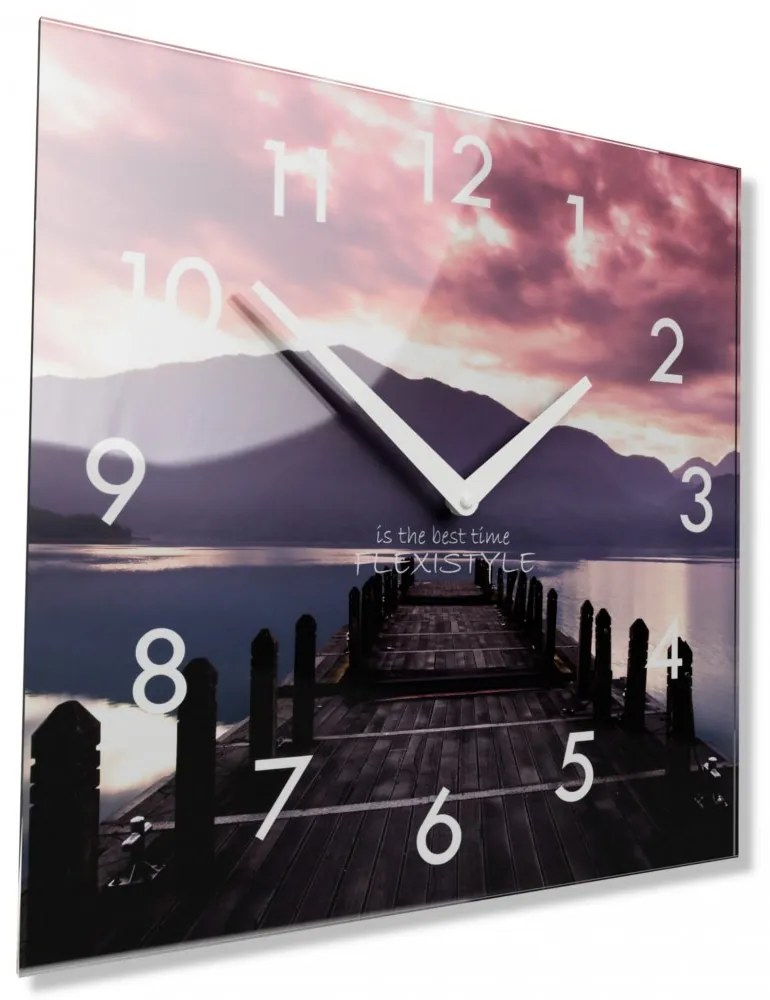 Orologio decorativo in vetro con motivo tramonto, 30 cm